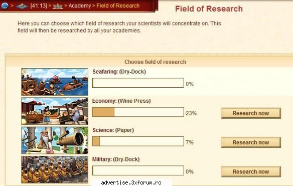 * military
    * science
    * economy
    * can select which of these areas your scientists are